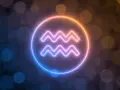 Neonowy symbol Wodnika, od kiedy do kiedy trwa ten znak zodiaku, otoczony poświatą.