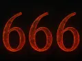 Trzy pomarańczowe, świecące cyfry 666 na czarnym tle. Niektórzy widzą w nich liczby anielskie 666, inni symbol zła.