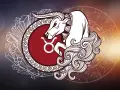 Symbol byka, symbolizujący najgorsze cechy byka, otoczony kryształami i kołem zodiaku.