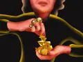 Dłonie z pierścieniami układają złote bryły, przypominające 3 denary tarot.
