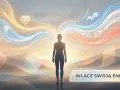 Sylwetka człowieka z rozchodzącymi się promieniami energii. Wibracja dnia 5. Włącz swoją energię.