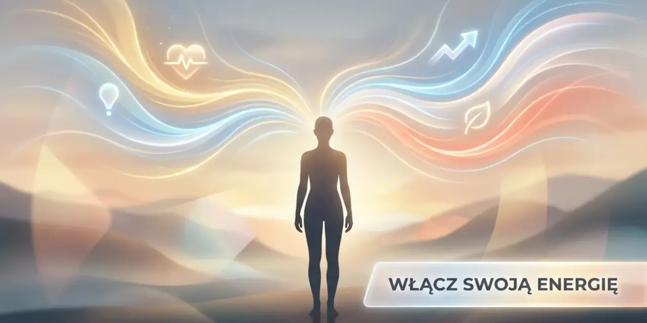 Sylwetka człowieka z rozchodzącymi się promieniami energii. Wibracja dnia 5. Włącz swoją energię.