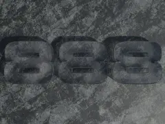 Trzy przezroczyste ósemki na kamiennym tle. 888 znaczenie symbolizuje obfitość i duchowe przebudzenie.