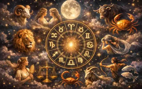 Znak zodiaku Waga od 23 września do 22 października. Gwiazdy i symbole zodiaku na nocnym niebie.