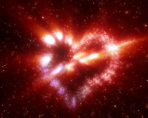 Gwiezdne serce, symbolizujące przyjaźń Raka i Wodnika, rozbłyska w kosmicznej czerwieni.