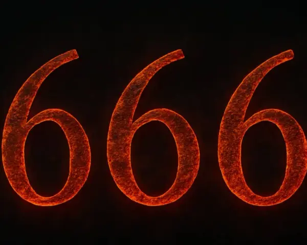 Trzy pomarańczowe, świecące cyfry 666 na czarnym tle. Niektórzy widzą w nich liczby anielskie 666, inni symbol zła.