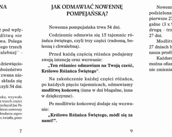 Nowenna pompejańska: rozważania o modlitwie różańcowej przez 54 dni. Poznaj jej strukturę i sposób odmawiania.