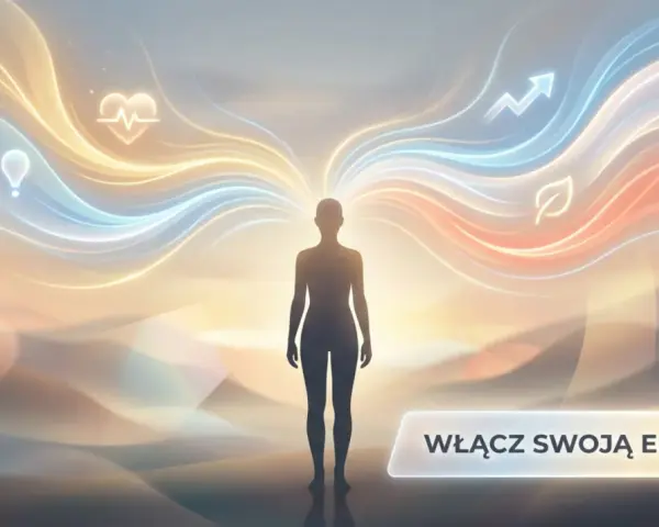 Sylwetka człowieka z rozchodzącymi się promieniami energii. Wibracja dnia 5. Włącz swoją energię.
