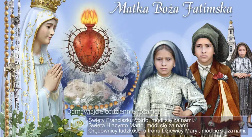 O mój Jezu, modlitwa! Matka Boża Fatimska z Dziećmi Fatimskimi i Sercem cierpiącym.