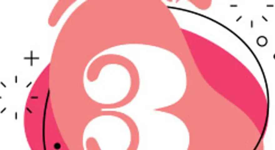 Grafika z liczbą 3, która może pomóc w zrozumieniu, jak obliczyć liczbę numerologiczną.