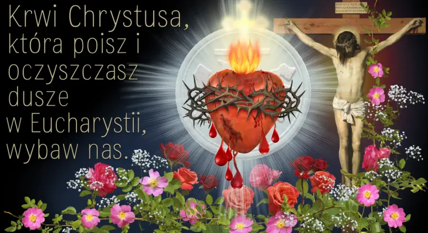 Serce Jezusa, z którego spływa krew, otoczone koroną cierniową, symbolizuje modlitwę za konających.