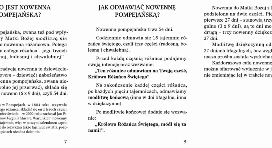 Nowenna pompejańska: rozważania o modlitwie różańcowej przez 54 dni. Poznaj jej strukturę i sposób odmawiania.