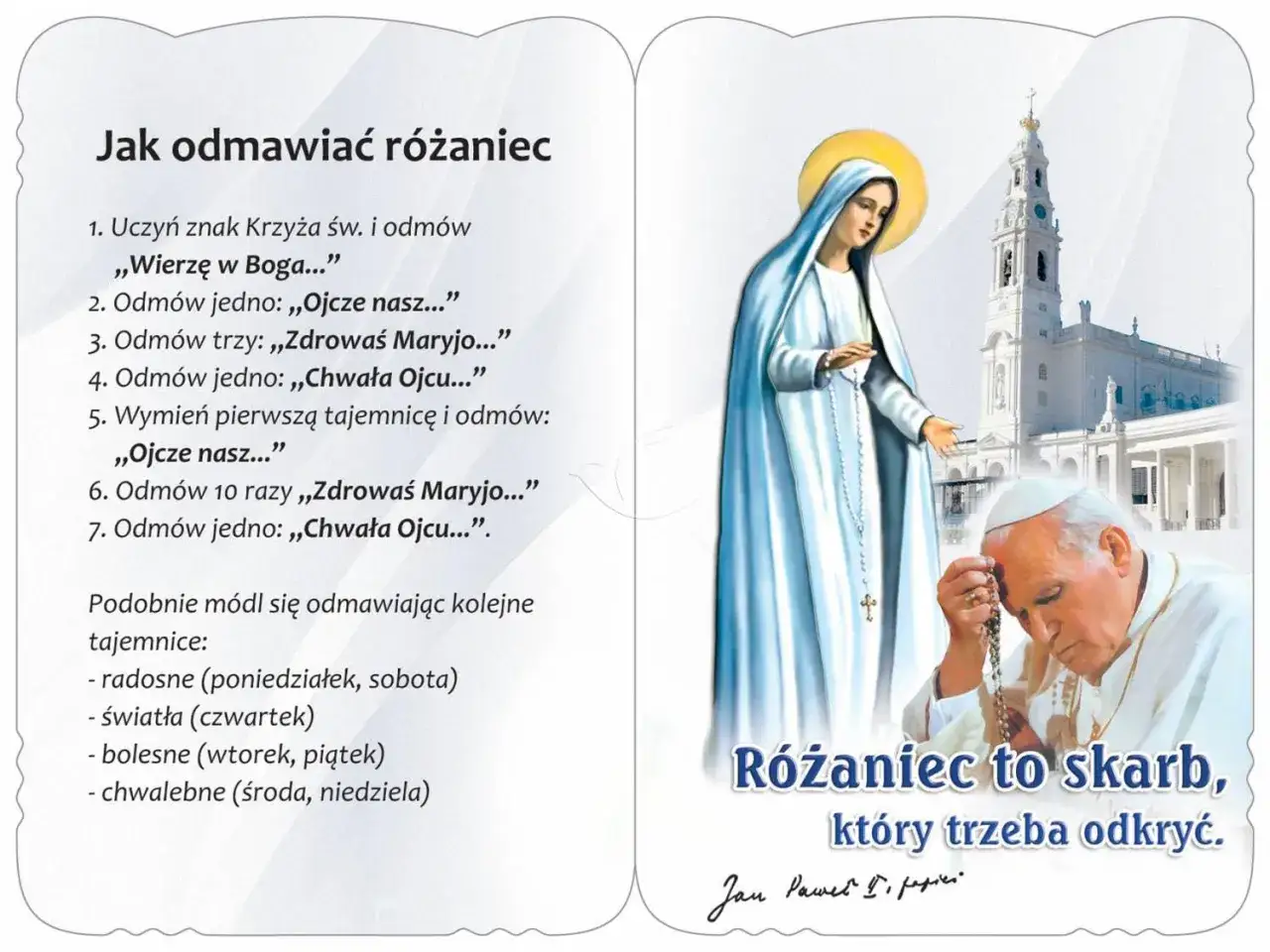 Instrukcja odmawiania różańca, z Matką Bożą i papieżem Janem Pawłem II. Rozważania do nowenny pompejańskiej.